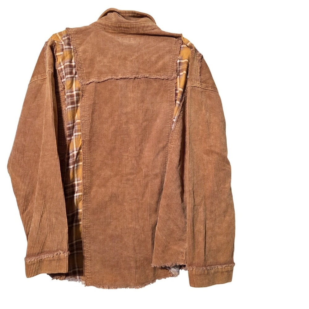 Easel Large Vintage-Inspired Distressed Cottagecore Artsy Boho Patchwork Shacket - Picture 8 of 11